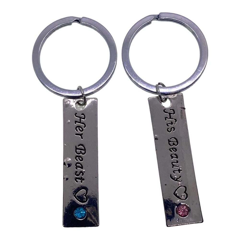 HIS BEAUTY HER BEAST Couples Boyfriend Girlfriend Husband Wife Key Rings Set